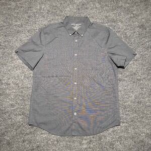 Mack Weldon‎ Shirt Men Size Medium Gray Short Sleeve Casual Button Up
